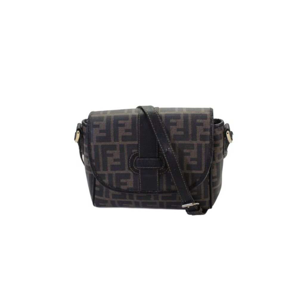 Fendi Women's Leather Zucca Messenger Bag Black Size Small